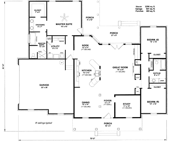 Home Plan - Southern Floor Plan - Main Floor Plan #14-159