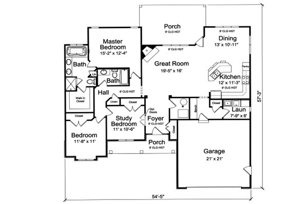 House Design - Country Floor Plan - Main Floor Plan #46-914