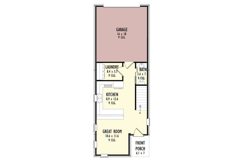 Architectural House Design - Floor Plan - Main Floor for Barndominium House Plan #1092-3 - 2 bed, 2.5 bath