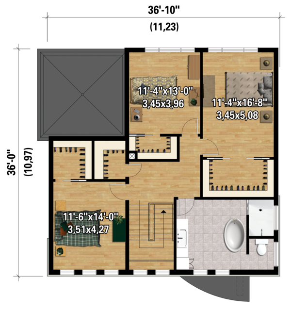 Contemporary Floor Plan - Upper Floor Plan #25-4528