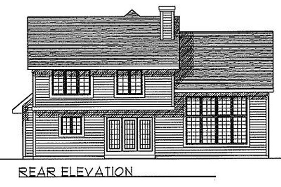 Exterior - Rear Elevation for Traditional House Plan #70-285 - 3 bed, 2.5 bath