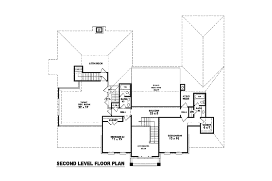 Floor Plan - Upper Floor for Colonial House Plan #81-1595 - 4 bed, 4 bath