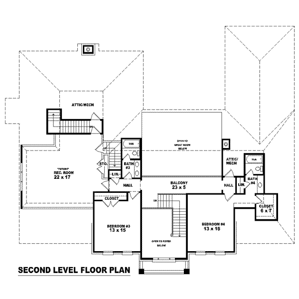 Colonial Floor Plan - Upper Floor Plan #81-1595