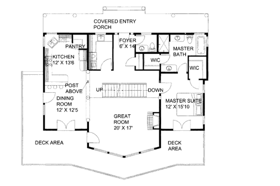 Floor Plan - Main Floor for Cabin House Plan #117-773 - 3 bed, 2.5 bath