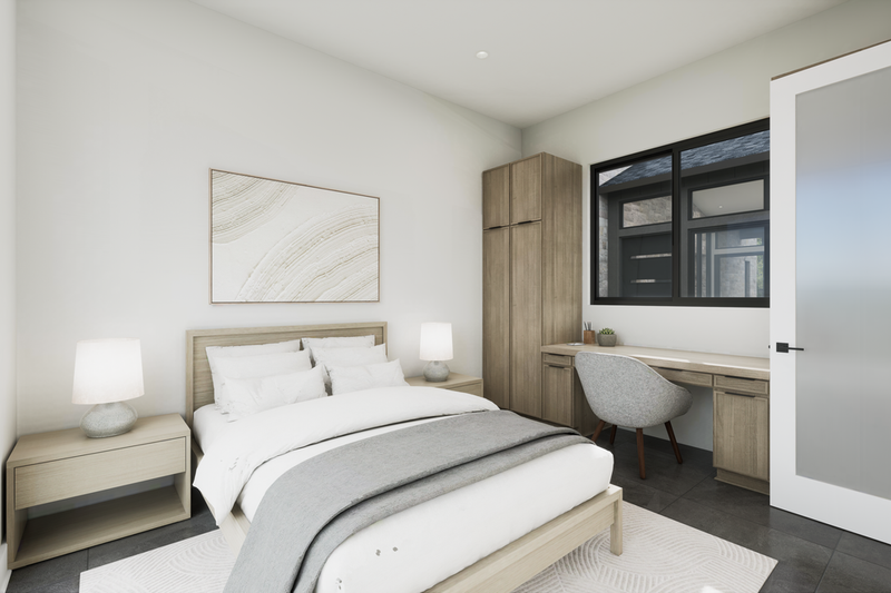 House Blueprint - Interior - Bedroom 2 for Modern House Plan #1087-2 - 3 bed, 2.5 bath
