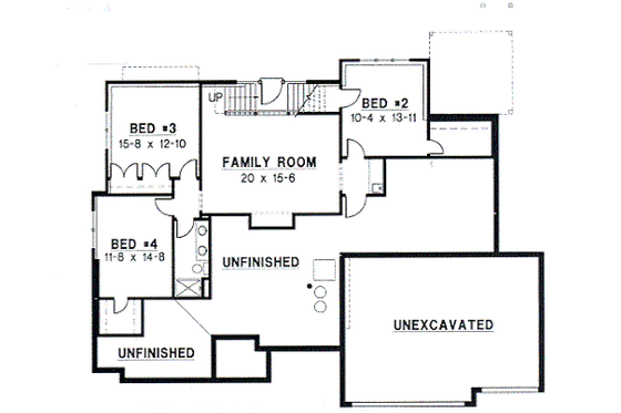 Floor Plan - Lower Floor for European House Plan #67-363 - 4 bed, 2.5 bath