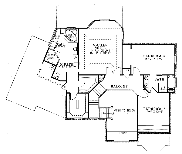House Blueprint - European Floor Plan - Upper Floor Plan #17-239