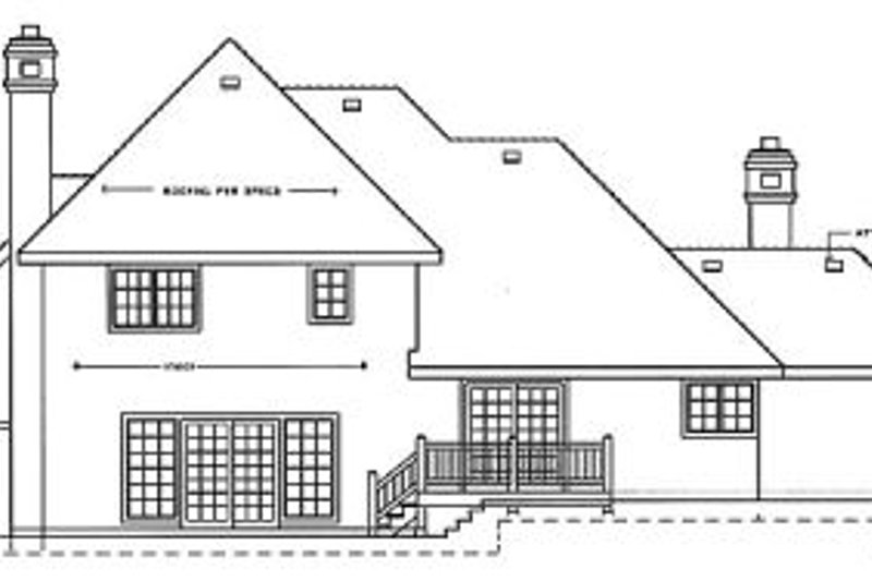 House Blueprint - Exterior - Rear Elevation for European House Plan #89-403 - 4 bed, 3 bath