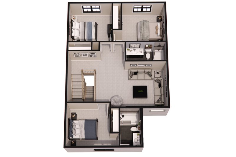 House Design - Floor Plan - Upper Floor 1 for Farmhouse House Plan #51-1360 - 4 bed, 3.5 bath