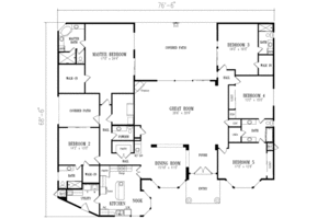 Floor Plan - Main Floor for Adobe / Southwestern House Plan #1-886 - 5 bed, 4.5 bath