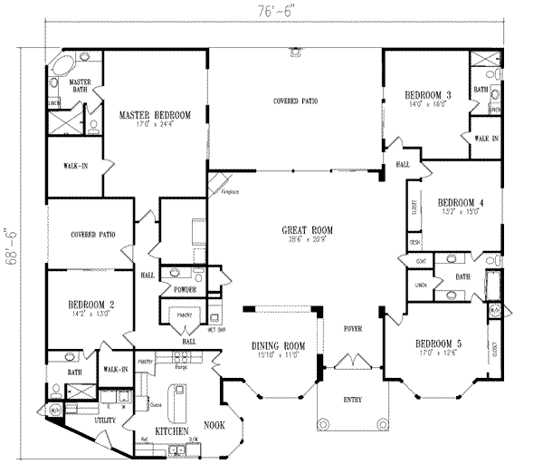 Dream House Plan - Adobe / Southwestern Floor Plan - Main Floor Plan #1-886