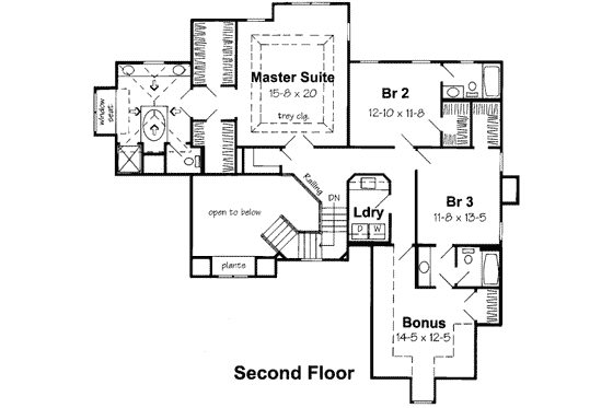 Floor Plan - Upper Floor for Traditional House Plan #312-151 - 4 bed, 3.5 bath