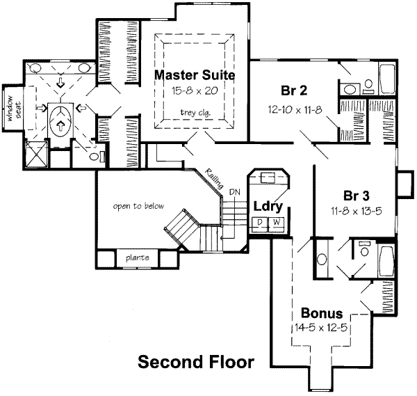 Traditional Floor Plan - Upper Floor Plan #312-151