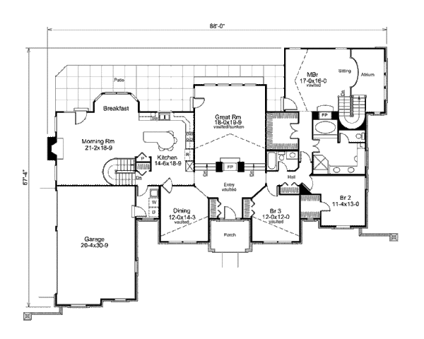 Architectural House Design - Ranch Floor Plan - Main Floor Plan #57-370