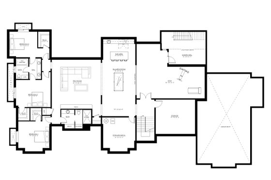 Floor Plan - Lower Floor for Farmhouse House Plan #1114-92 - 2 bed, 2.5 bath