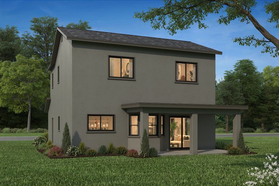 Exterior - Rear Elevation 3 for Mediterranean House Plan #1-292 - 3 bed, 2.5 bath