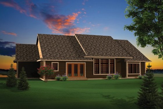 Exterior - Rear Elevation for Craftsman House Plan #70-1097 - 3 bed, 2 bath
