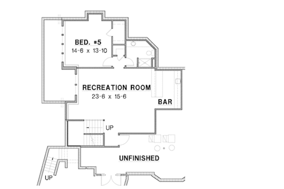 Floor Plan - Lower Floor for European House Plan #67-886 - 5 bed, 6.5 bath
