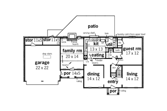 Floor Plan - Main Floor for Country House Plan #45-360 - 4 bed, 3 bath