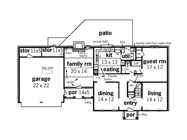 Country Floor Plan - Main Floor Plan #45-360