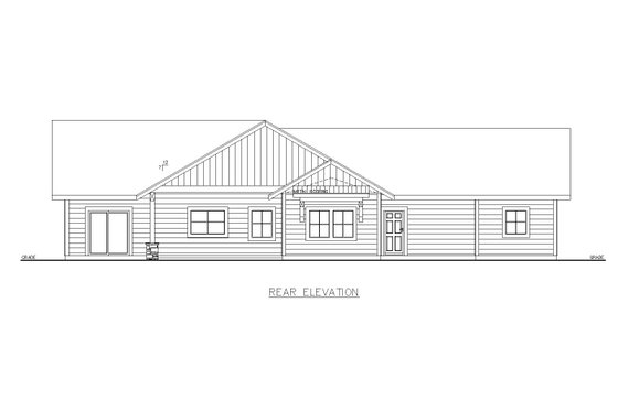 Exterior - Rear Elevation for Craftsman House Plan #117-1012 - 2 bed, 2.5 bath