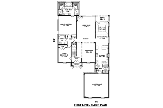 Floor Plan - Main Floor for Colonial House Plan #81-1507 - 4 bed, 4 bath