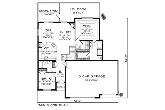 Floor Plan - Main Floor for European House Plan #70-987 - 2 bed, 2 bath
