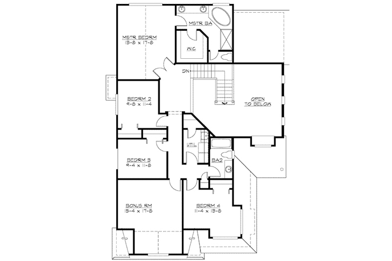 House Plan Design - Floor Plan - Upper Floor for Colonial House Plan #132-122 - 4 bed, 2.5 bath