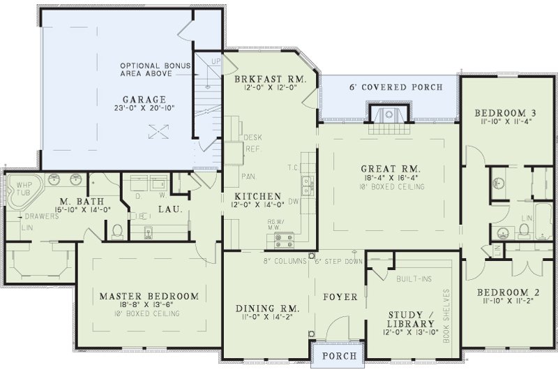 Dream House Plan - Floor Plan - Main Floor for Ranch House Plan #17-2789 - 3 bed, 2 bath