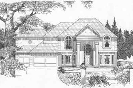 Exterior - Front Elevation for Southern House Plan #6-131 - 4 bed, 3.5 bath