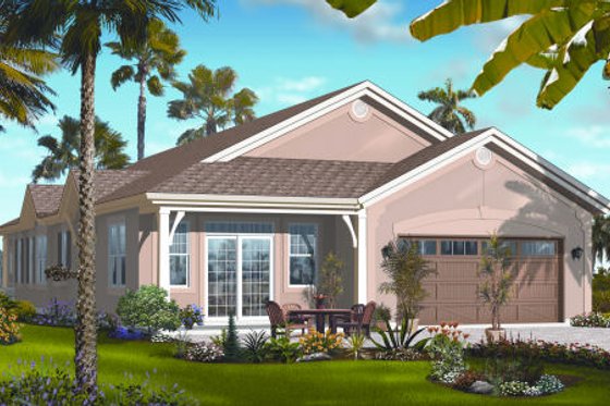 Exterior - Rear Elevation for Mediterranean House Plan #23-2216 - 4 bed, 2.5 bath