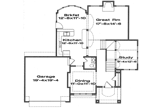 Floor Plan - Main Floor for Traditional House Plan #6-118 - 4 bed, 2.5 bath