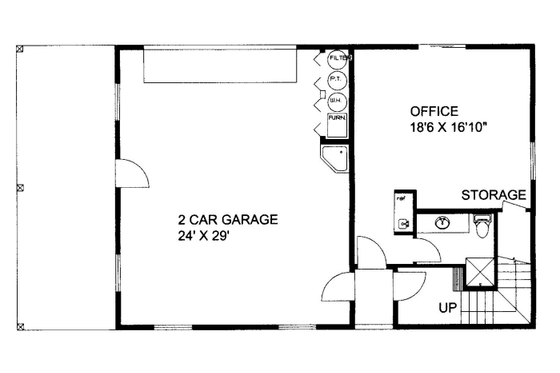 Floor Plan - Lower Floor for Bungalow House Plan #117-711 - 2 bed, 3 bath