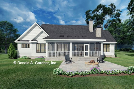 Exterior - Rear Elevation for Ranch House Plan #929-1089 - 3 bed, 2 bath