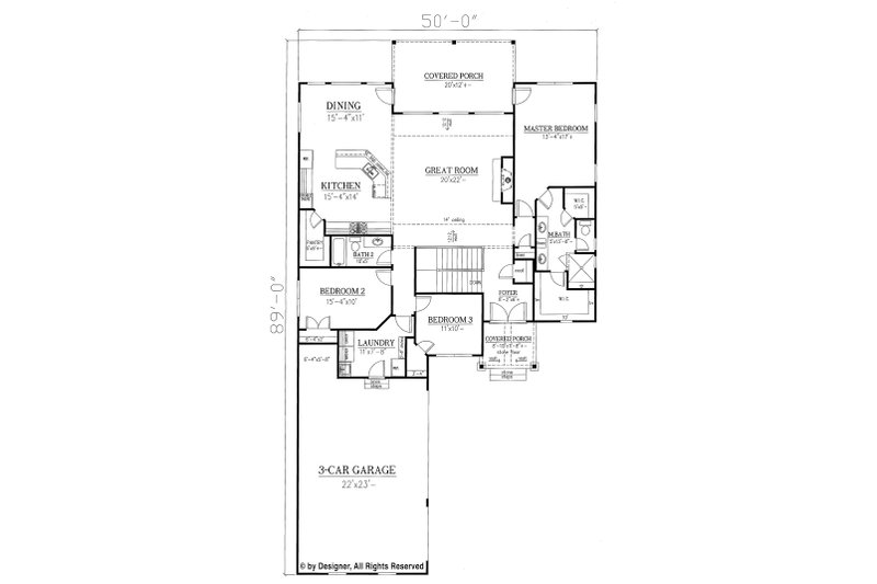 Home Plan - Floor Plan - Main Floor for Ranch House Plan #437-82 - 3 bed, 2 bath