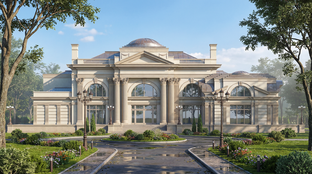 Exterior - Front Elevation 5 for Classical House Plan #119-164 - 5 bed, 6.5 bath