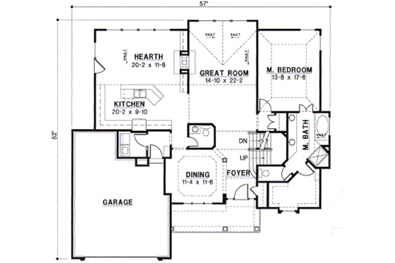 Floor Plan - Main Floor for Traditional House Plan #67-540 - 4 bed, 3.5 bath