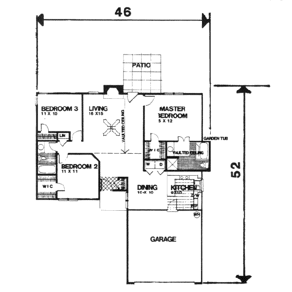 Architectural House Design - Ranch Floor Plan - Main Floor Plan #30-114