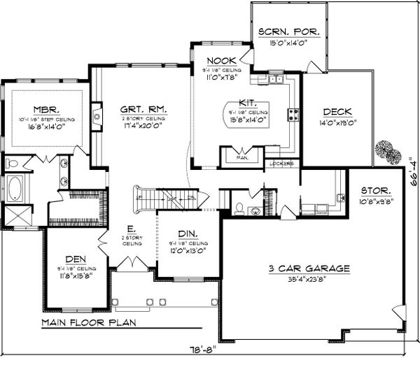 House Plan Design - Craftsman Floor Plan - Main Floor Plan #70-1065