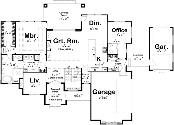 Mediterranean Floor Plan - Main Floor Plan #455-394