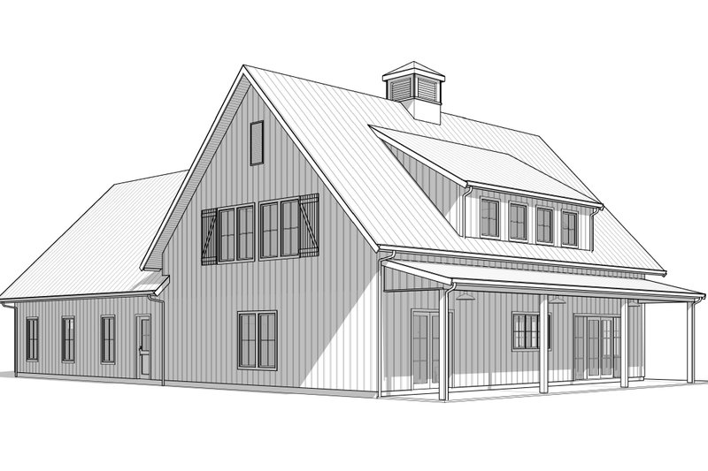 Home Plan - Exterior - Rear Elevation 2 for Barndominium House Plan #1114-56 - 4 bed, 3 bath