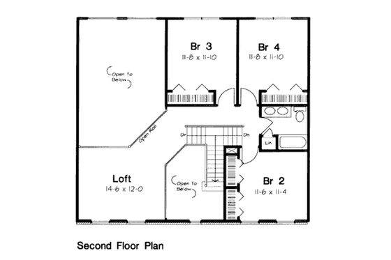 Floor Plan - Upper Floor for Colonial House Plan #312-593 - 4 bed, 2.5 bath