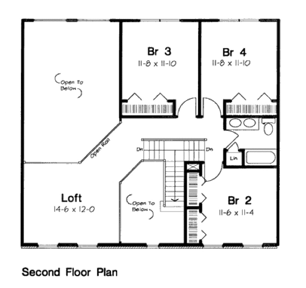 Colonial Floor Plan - Upper Floor Plan #312-593