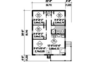 Floor Plan - Main Floor for Cottage House Plan #25-4383 - 3 bed, 1 bath