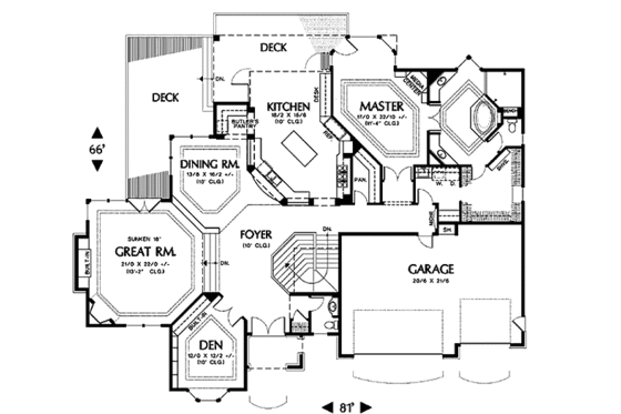Floor Plan - Main Floor for European House Plan #48-133 - 5 bed, 4.5 bath