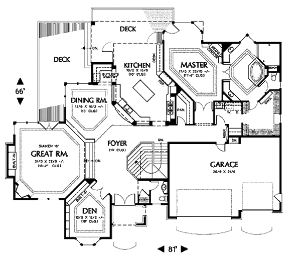 House Plan Design - European Floor Plan - Main Floor Plan #48-133