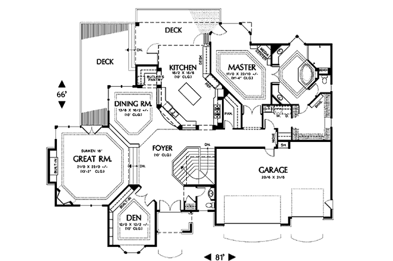 Dream House Plan - Floor Plan - Main Floor for European House Plan #48-133 - 5 bed, 4.5 bath