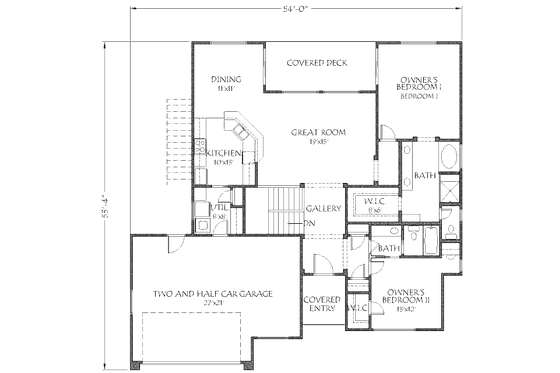 Floor Plan - Main Floor for Adobe / Southwestern House Plan #24-282 - 4 bed, 3 bath