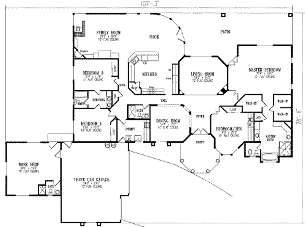 Adobe / Southwestern Floor Plan - Main Floor Plan #1-841