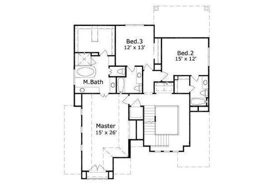 Floor Plan - Upper Floor for European House Plan #411-351 - 3 bed, 4.5 bath